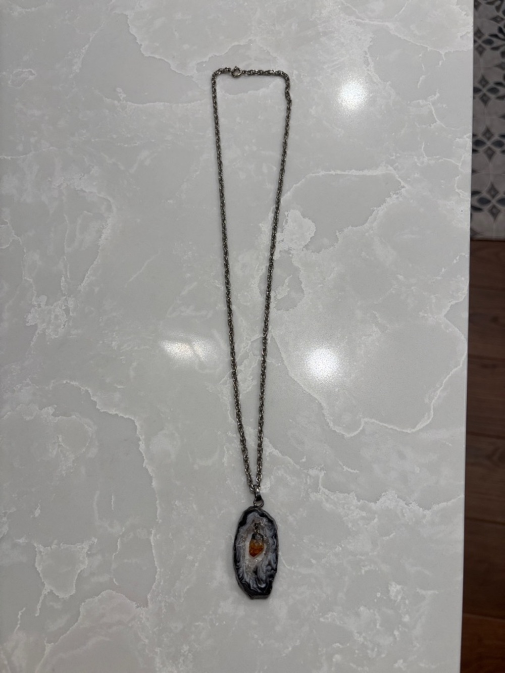 Geo Pendant Necklace with Amber Accent